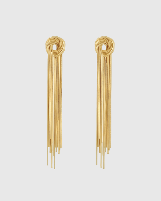 Gold Tied Tassel Earrings - OUZELJewellery