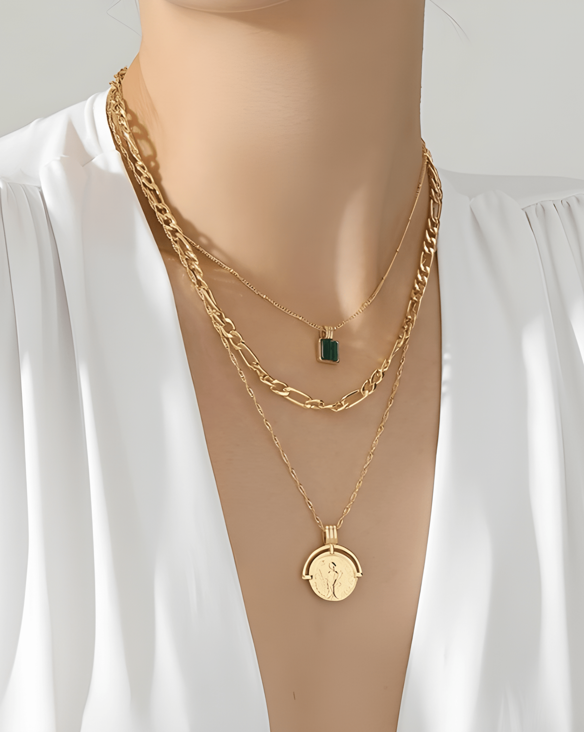 Gold Trio Chain Necklace - OUZELJewellery