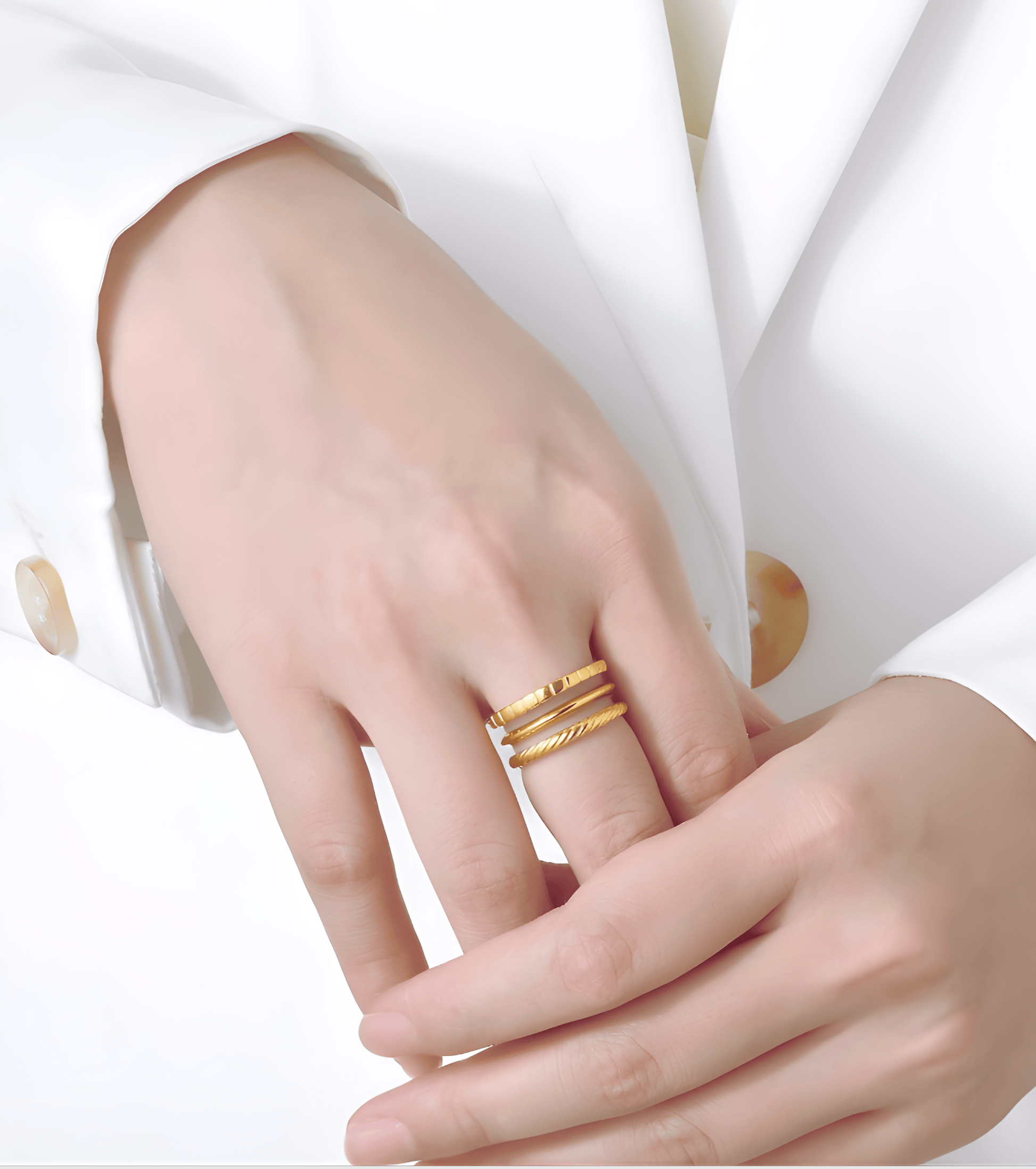 Gold Triple Band Ring - OUZELJewellery