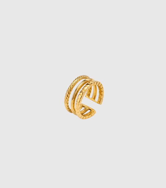 Gold Triple Band Ring - OUZELJewellery