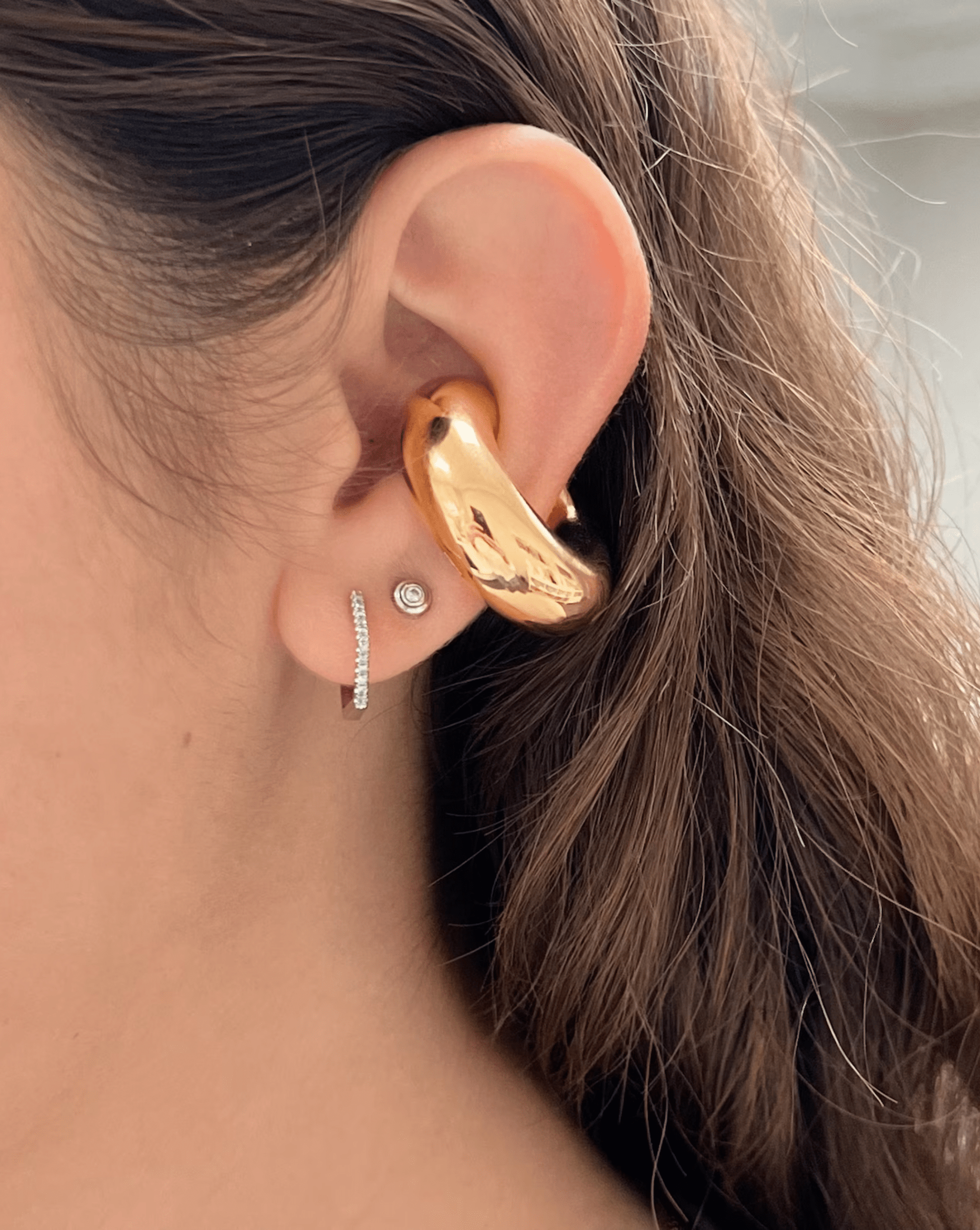 Gold Tube Ear Cuff - OUZELJewellery