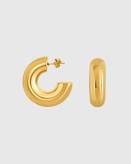 Gold Tube Hoop Earrings - OUZELJewellery