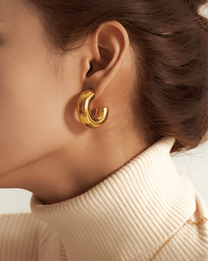 Gold Tube Hoop Earrings - OUZELJewellery