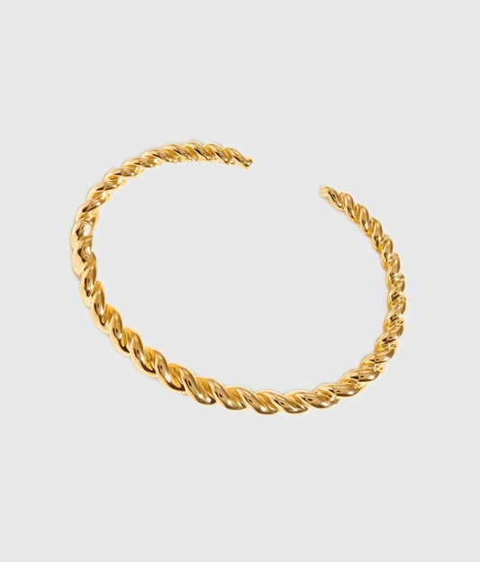 Gold Twist Rope Cuff Bracelet - OUZELJewellery