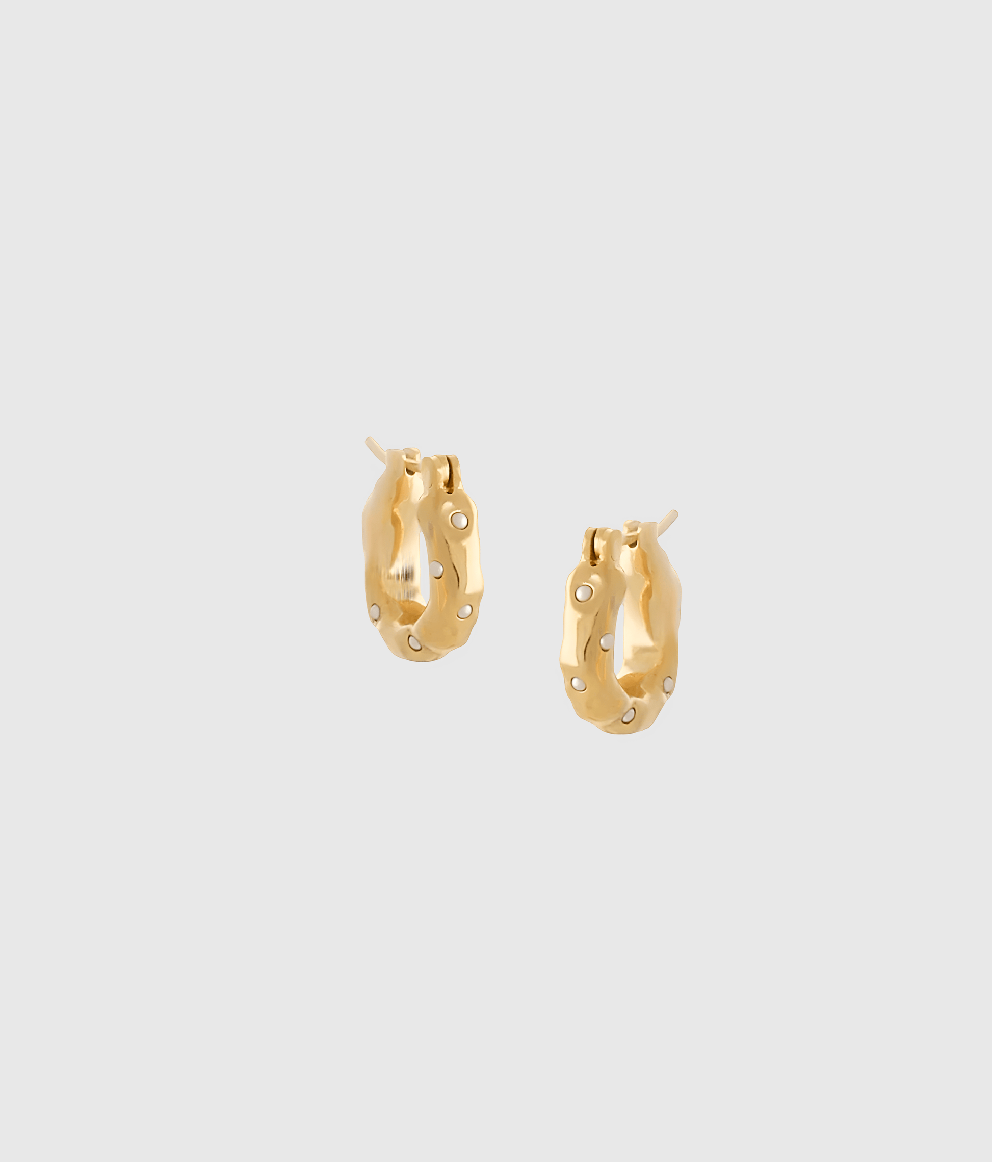 Gold Wave Hoop With Mini Pearls Earrings - OUZELJewellery