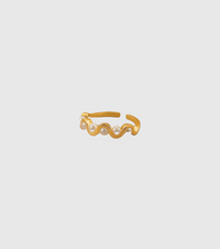 Gold Wavy Pearl Open Ring - OUZELJewellery