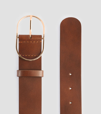 INES Italian Leather Belt- Brown - OUZELLeather Belts