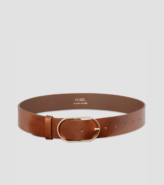 INES Italian Leather Belt- Brown - OUZELLeather Belts