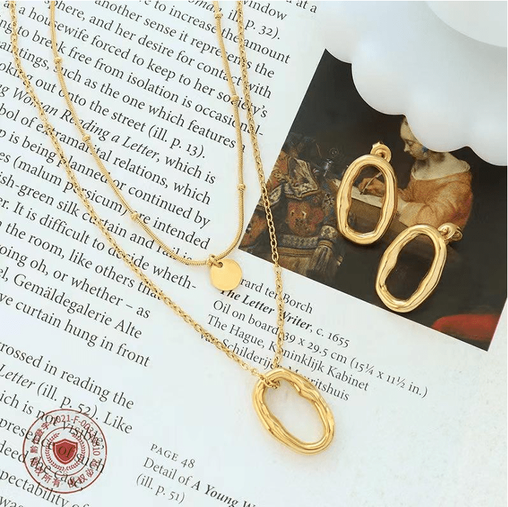 Silver/gold/rose Gold Chain With 2 Rings Women's Necklace Two Circles With Pendant  Necklace Gift For Women | Fruugo BH