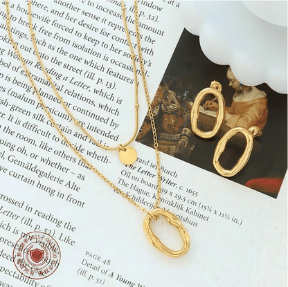 Layered Mini Circle and imperfect circle Pendant Necklace and Earrings - OUZELJewellery