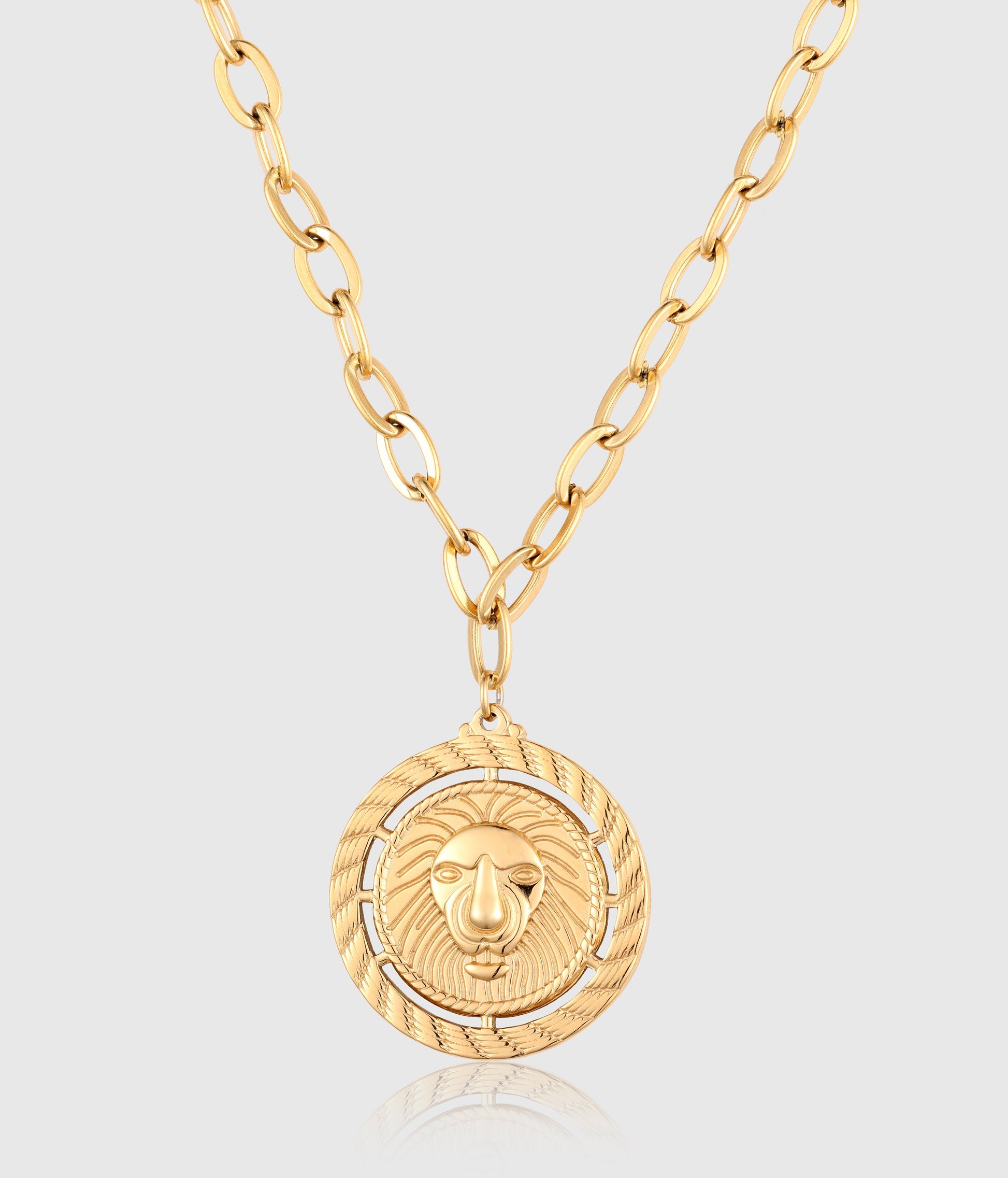 Lion Medallion Pendant Necklace - OUZELJewellery