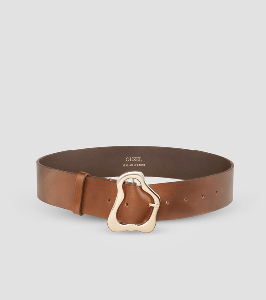 LIQUE Italian Leather Belt- Brown - OUZELLeather Belts