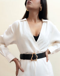 LIQUE Molten Buckle Leather Belt - OUZELLeather Belts