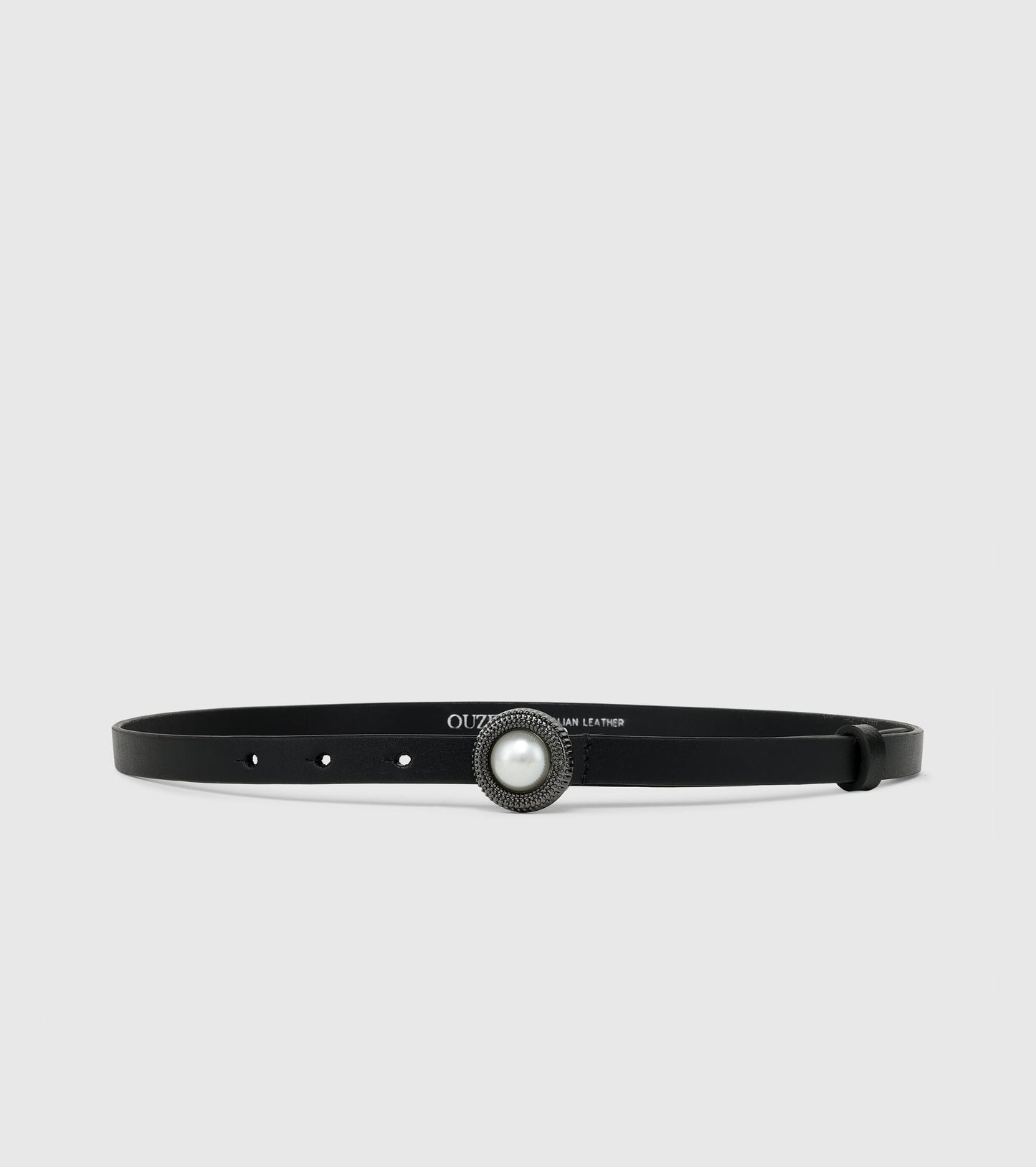 MOMI Embellished Italian Leather Belt- Black - OUZELLeather Belts