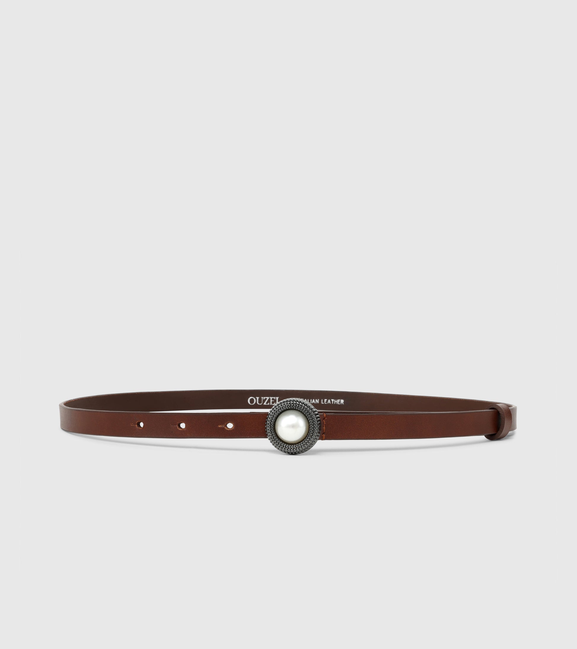 MOMI Embellished Italian Leather Belt- Brown - OUZELLeather Belts