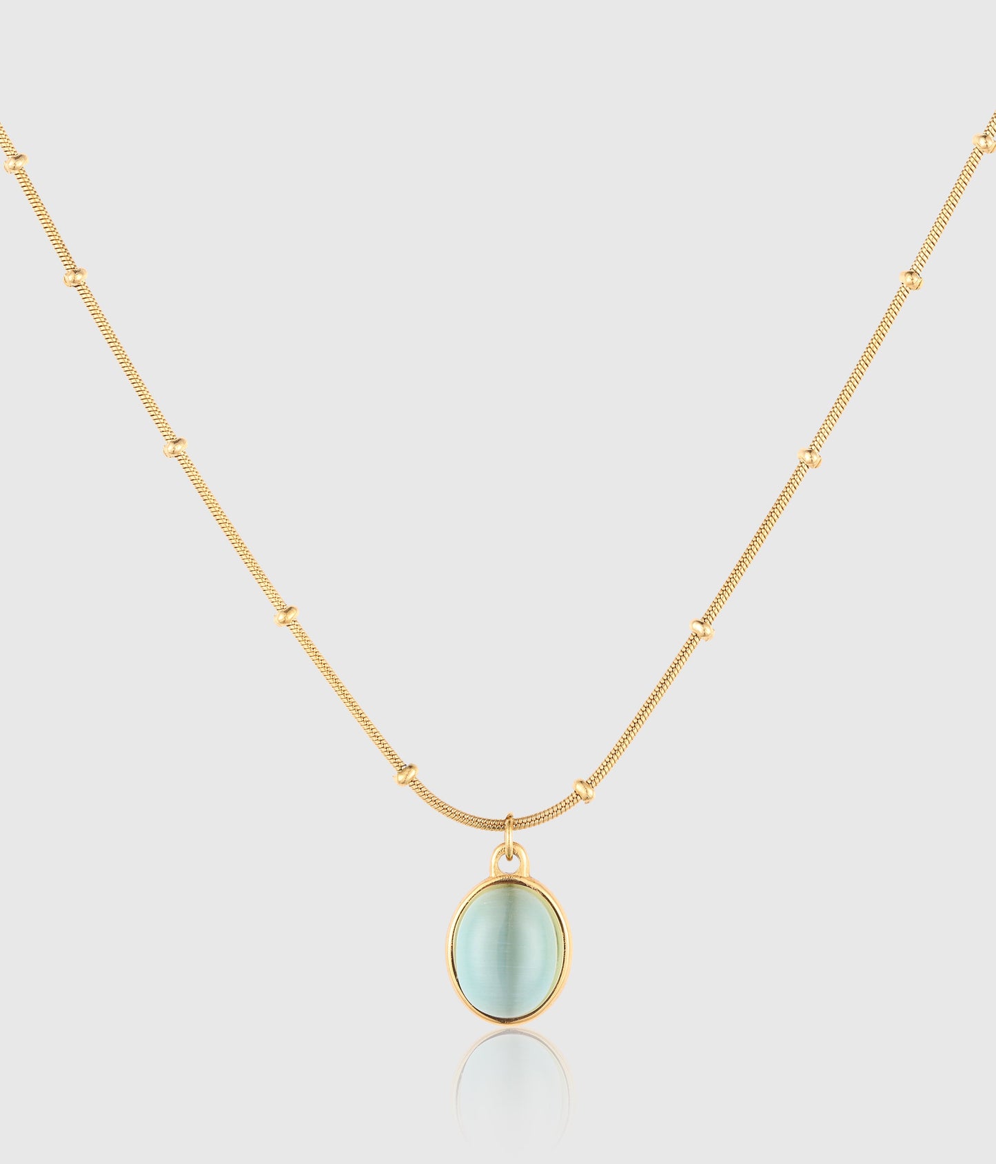 Oval Aquamarine Pendant Necklace - OUZELJewellery