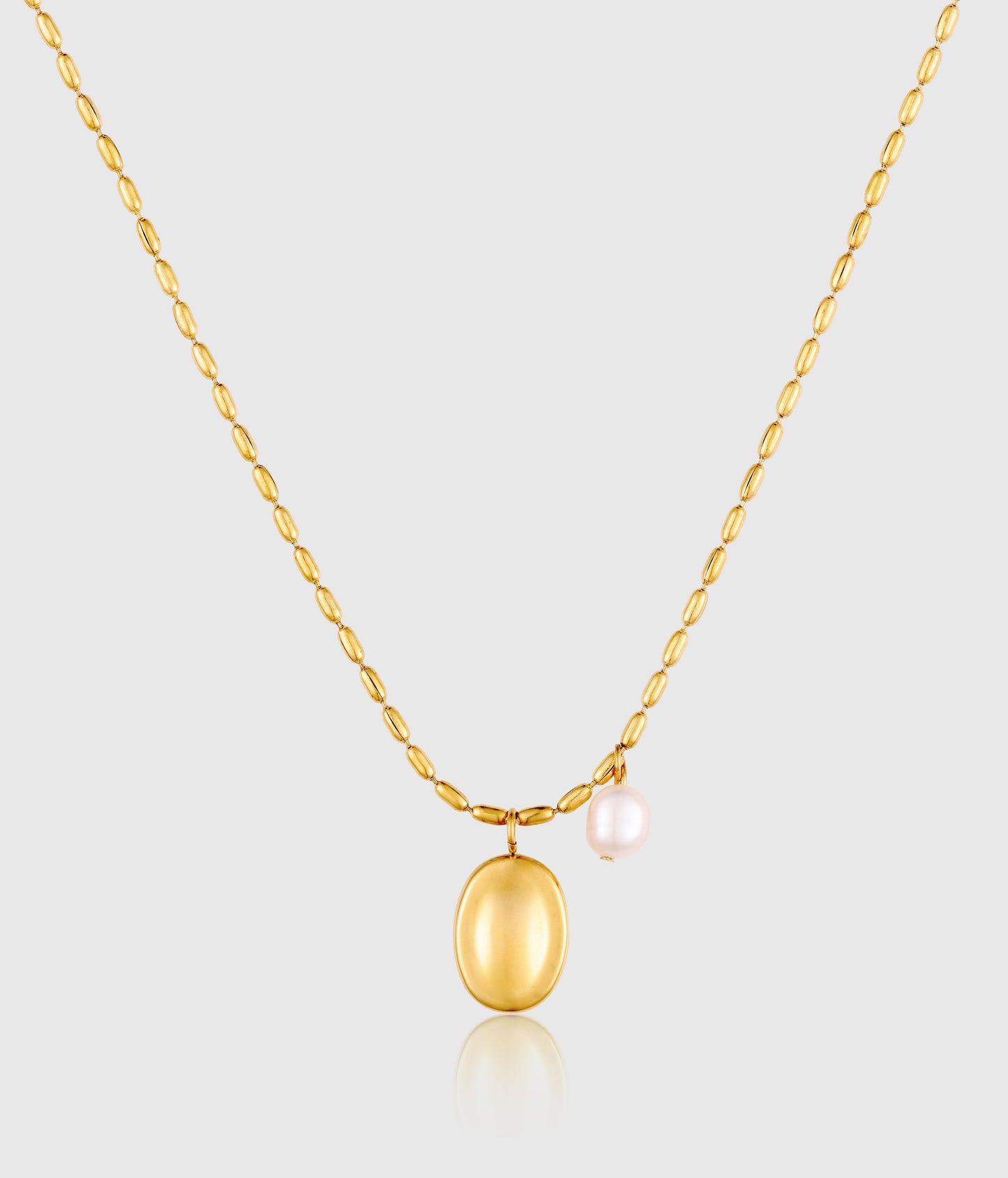 Oval Pendant Freshwater Pearl Charm Necklace - OUZELJewellery