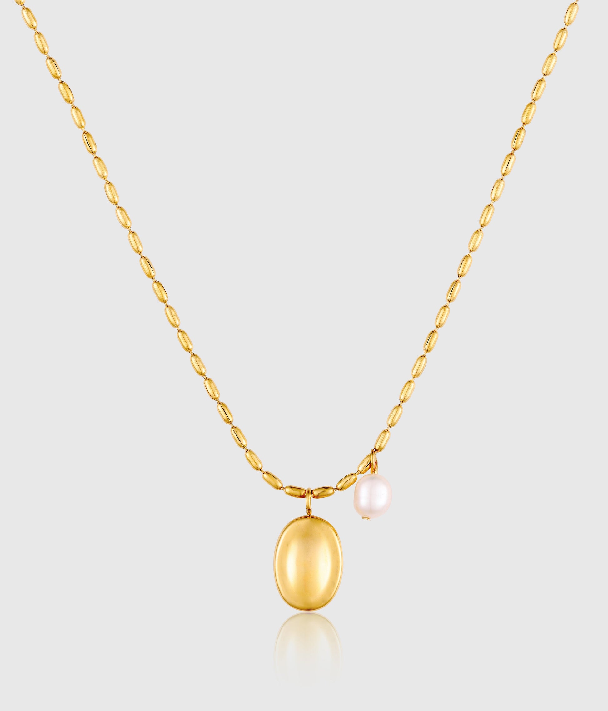 Oval Pendant Freshwater Pearl Charm Necklace - OUZELJewellery