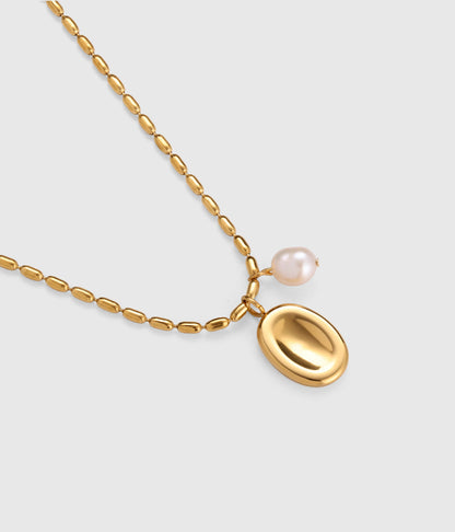 Oval Pendant Freshwater Pearl Charm Necklace - OUZELJewellery