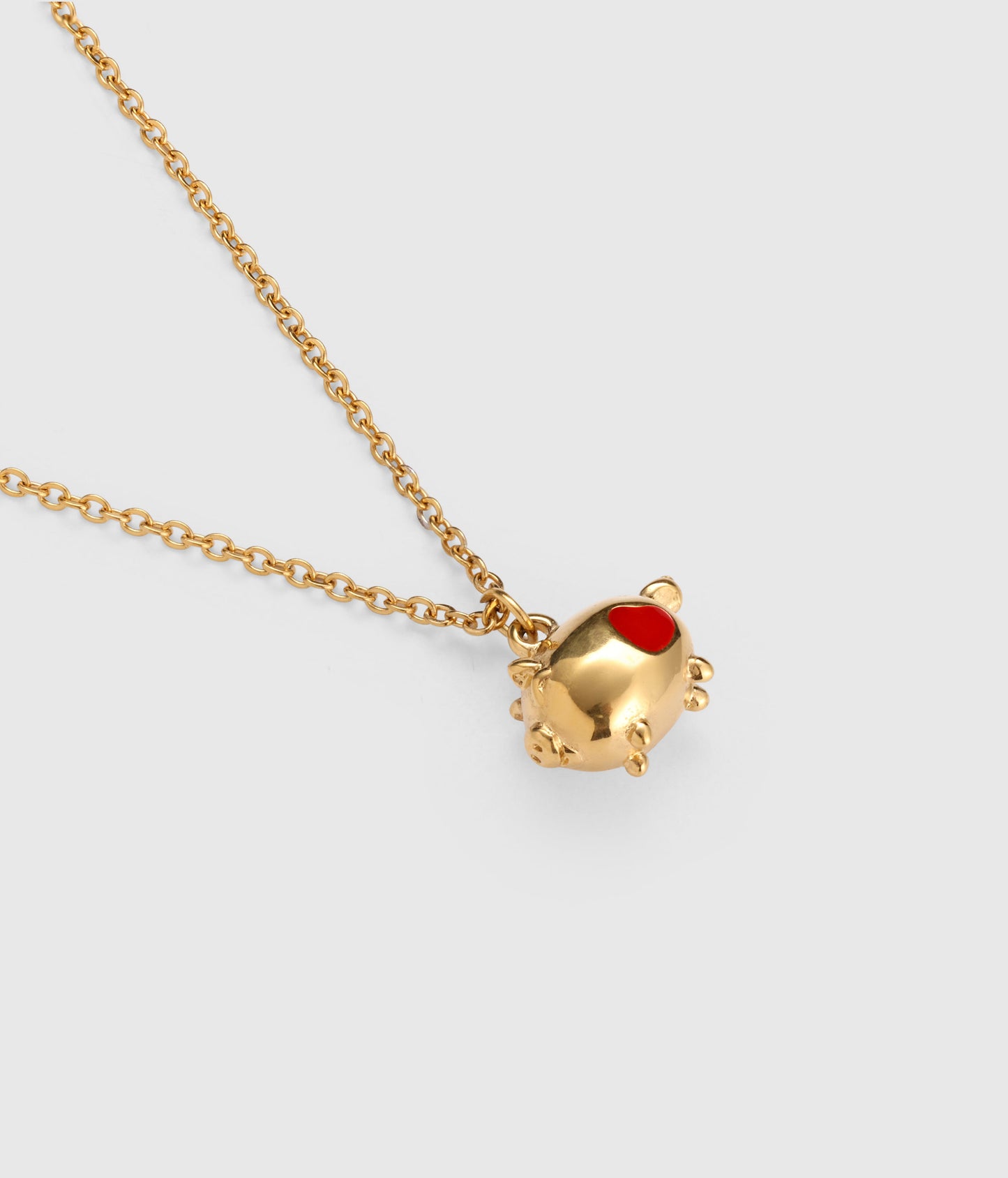 Pig Pendant with red Heart Necklace - OUZELJewellery