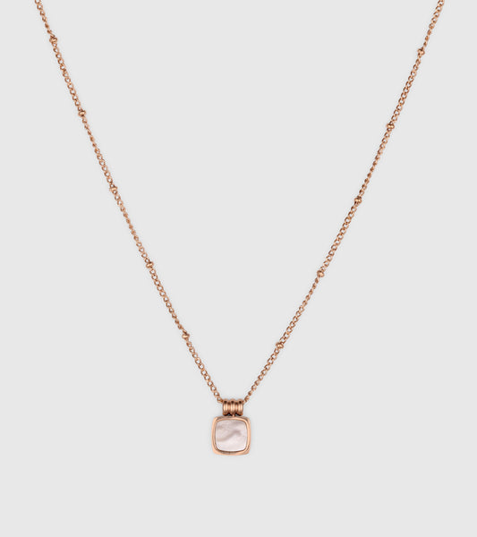 Rose Gold Square Charm Pendant Necklace - OUZELJewellery