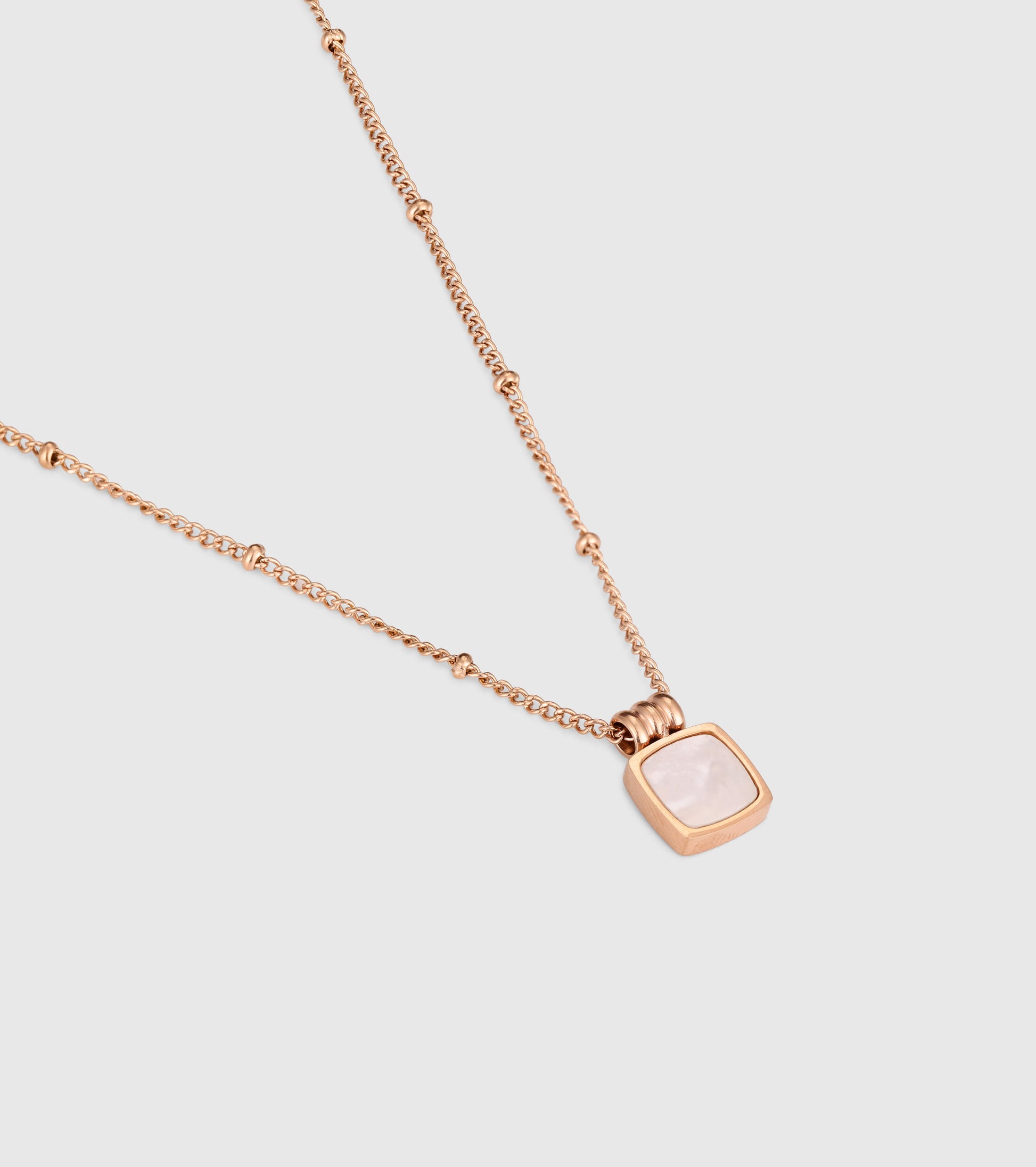 Rose Gold Square Charm Pendant Necklace - OUZELJewellery