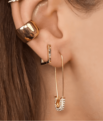 Safety Pin Hoop Earrings - OUZELJewellery