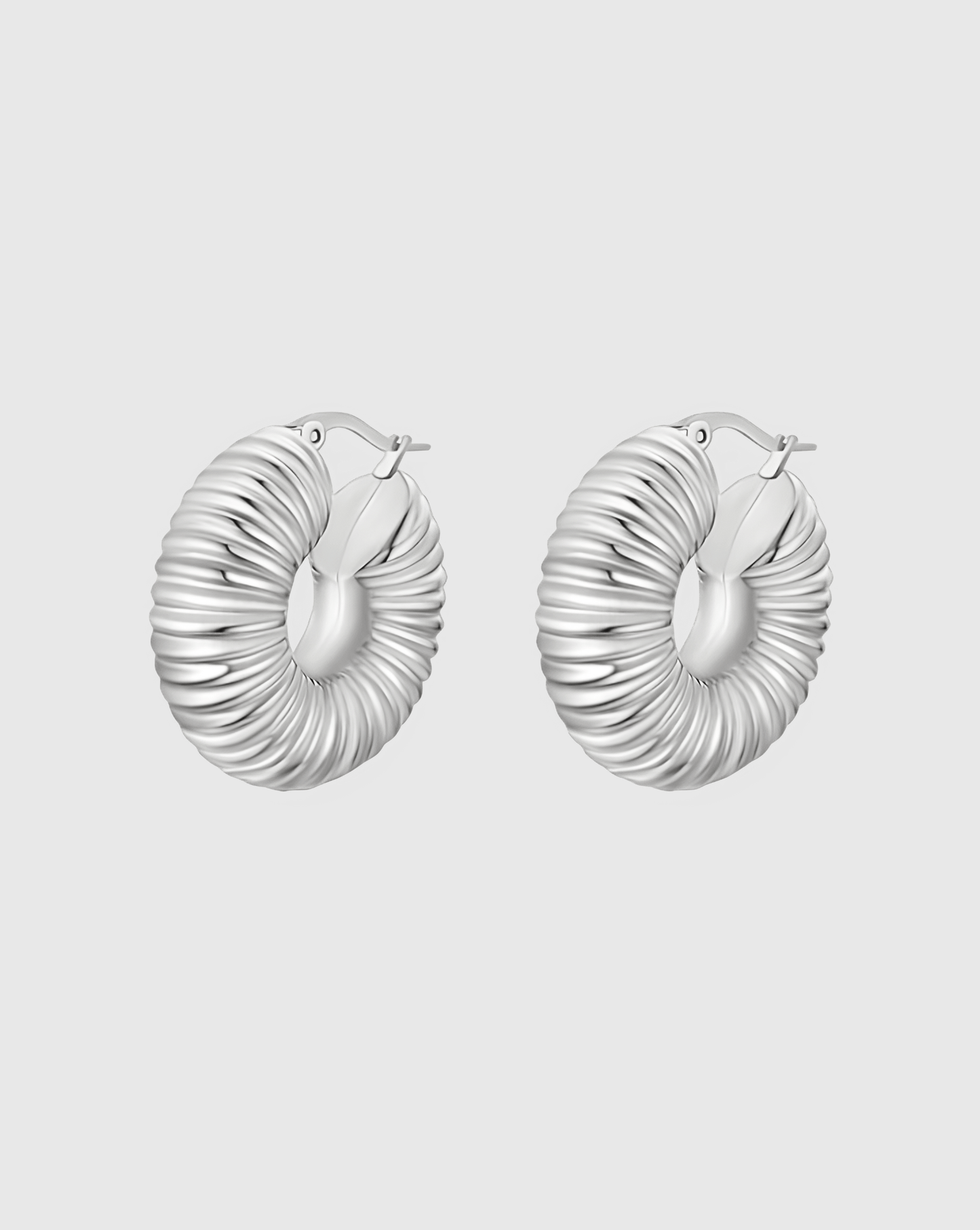 Silver Chunky Textured Hoop Earrings - OUZELJewellery