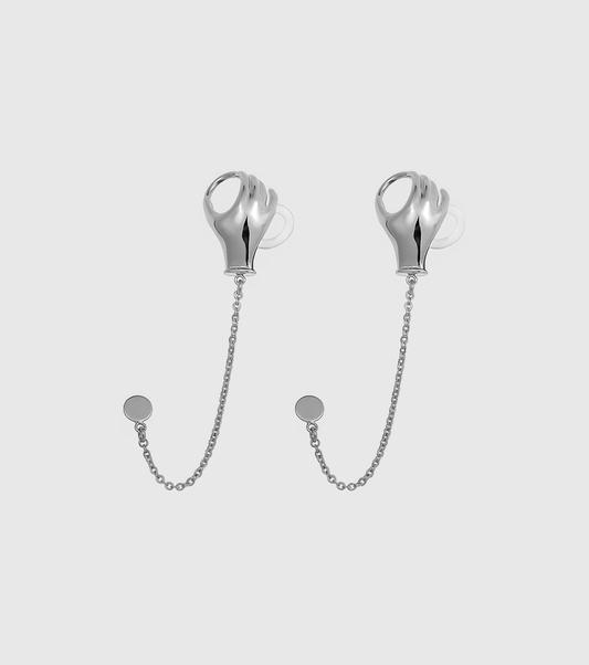 Silver Hand Drop Pod Earrings - OUZELJewellery