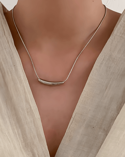 Silver Mini Curved Bar Necklace - OUZELJewellery