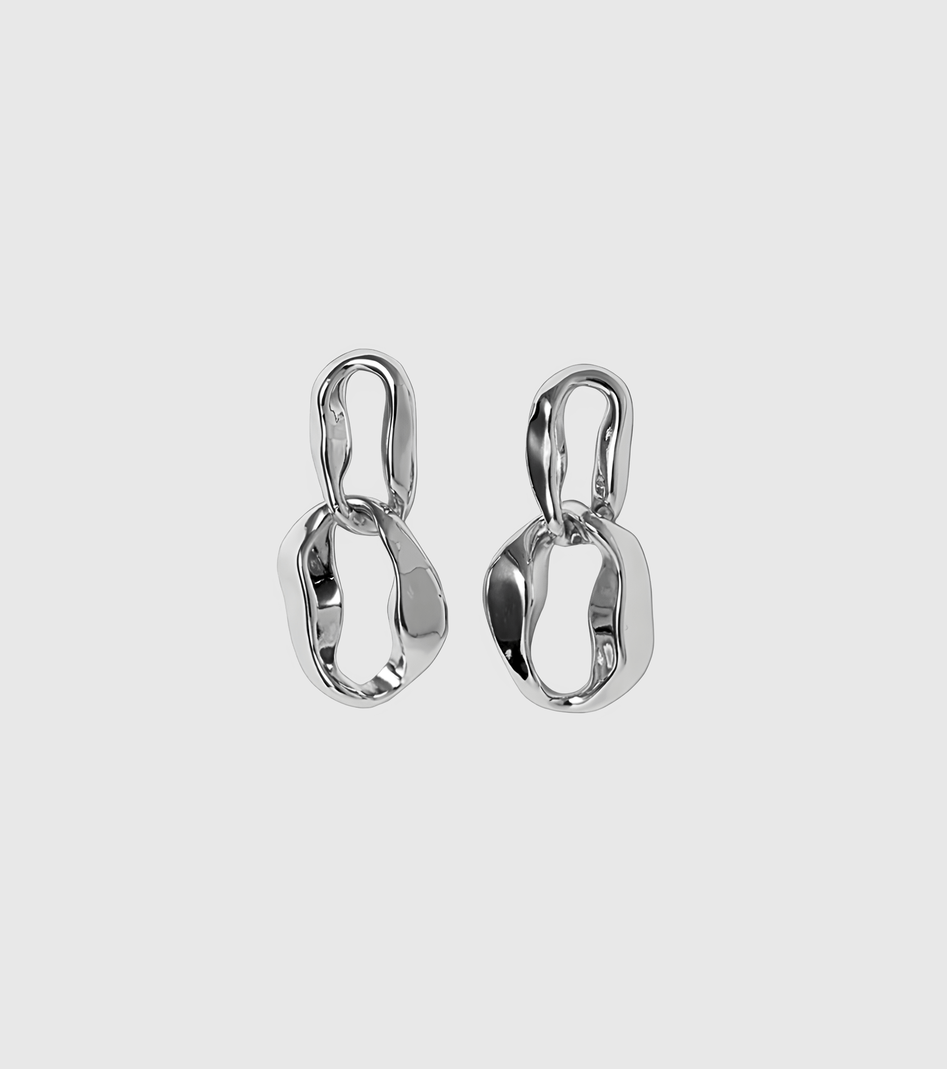 Silver Molten Oval Drop Earrings - OUZELJewellery