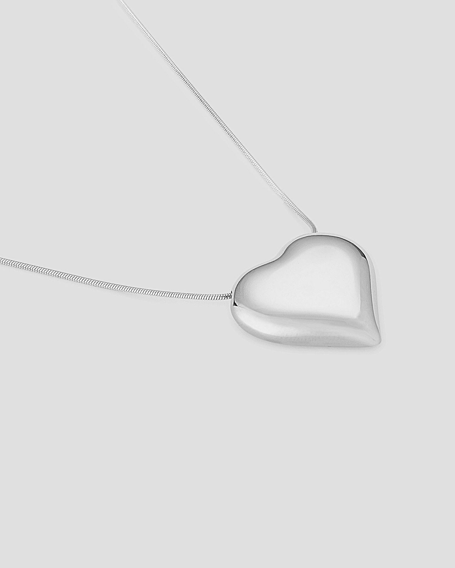 Silver Puffed Heart Pendant Necklace - OUZELJewellery