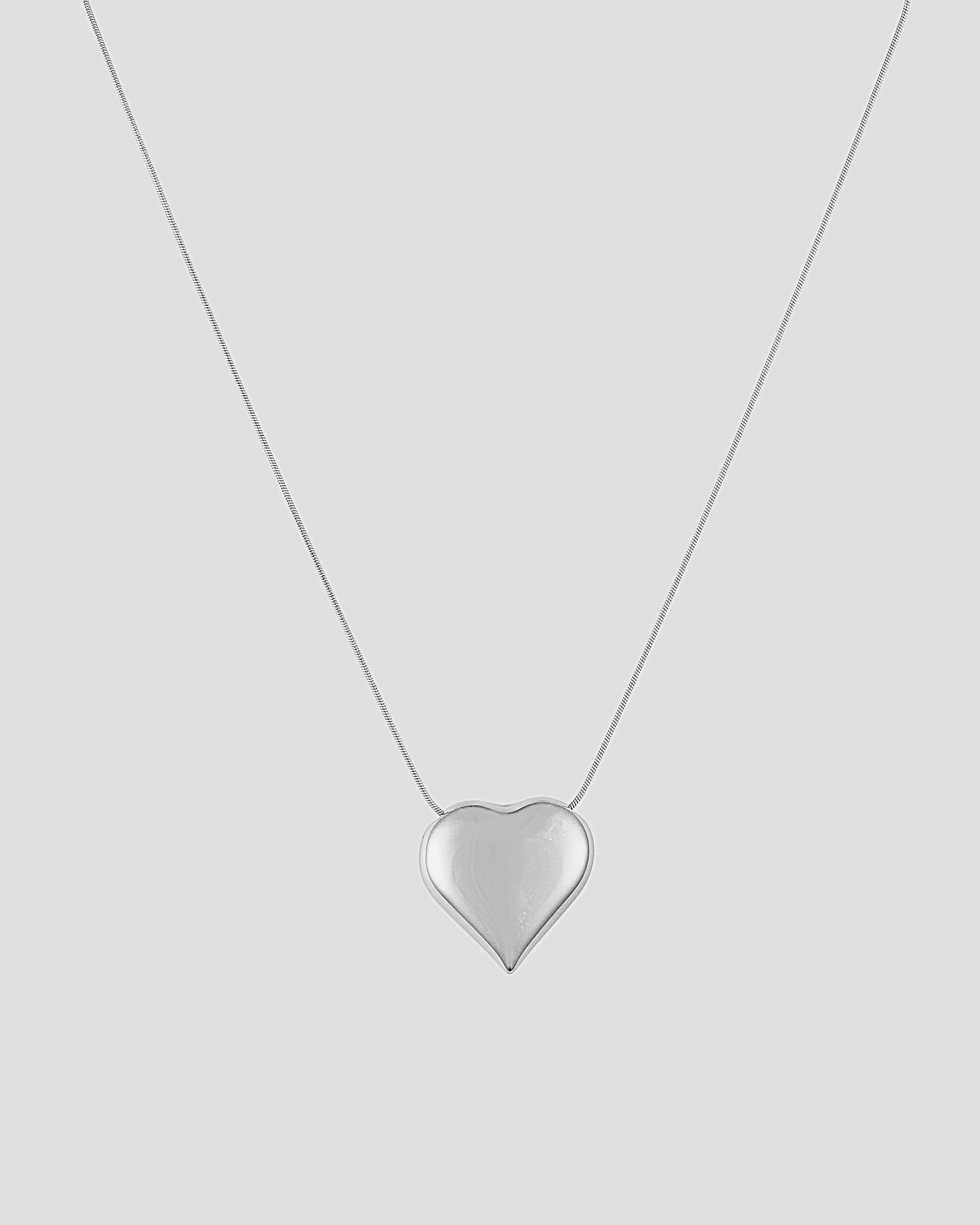 Silver Puffed Heart Pendant Necklace - OUZELJewellery