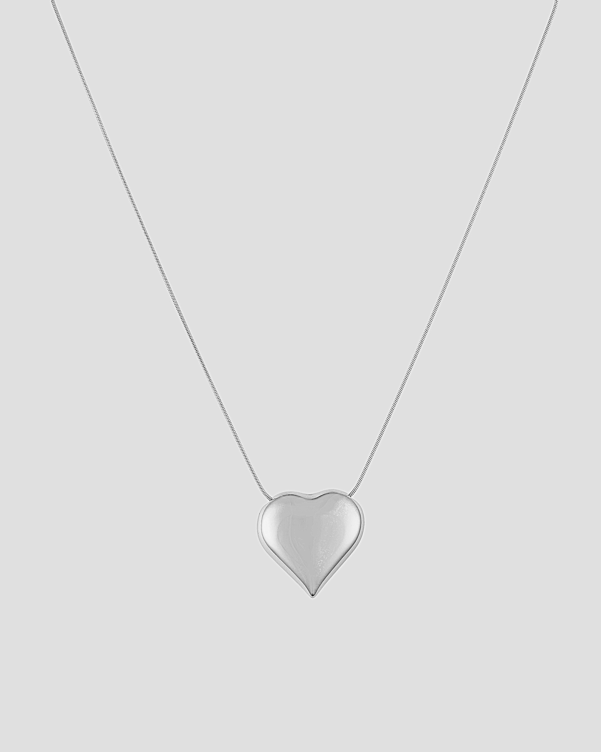 Silver Puffed Heart Pendant Necklace - OUZELJewellery