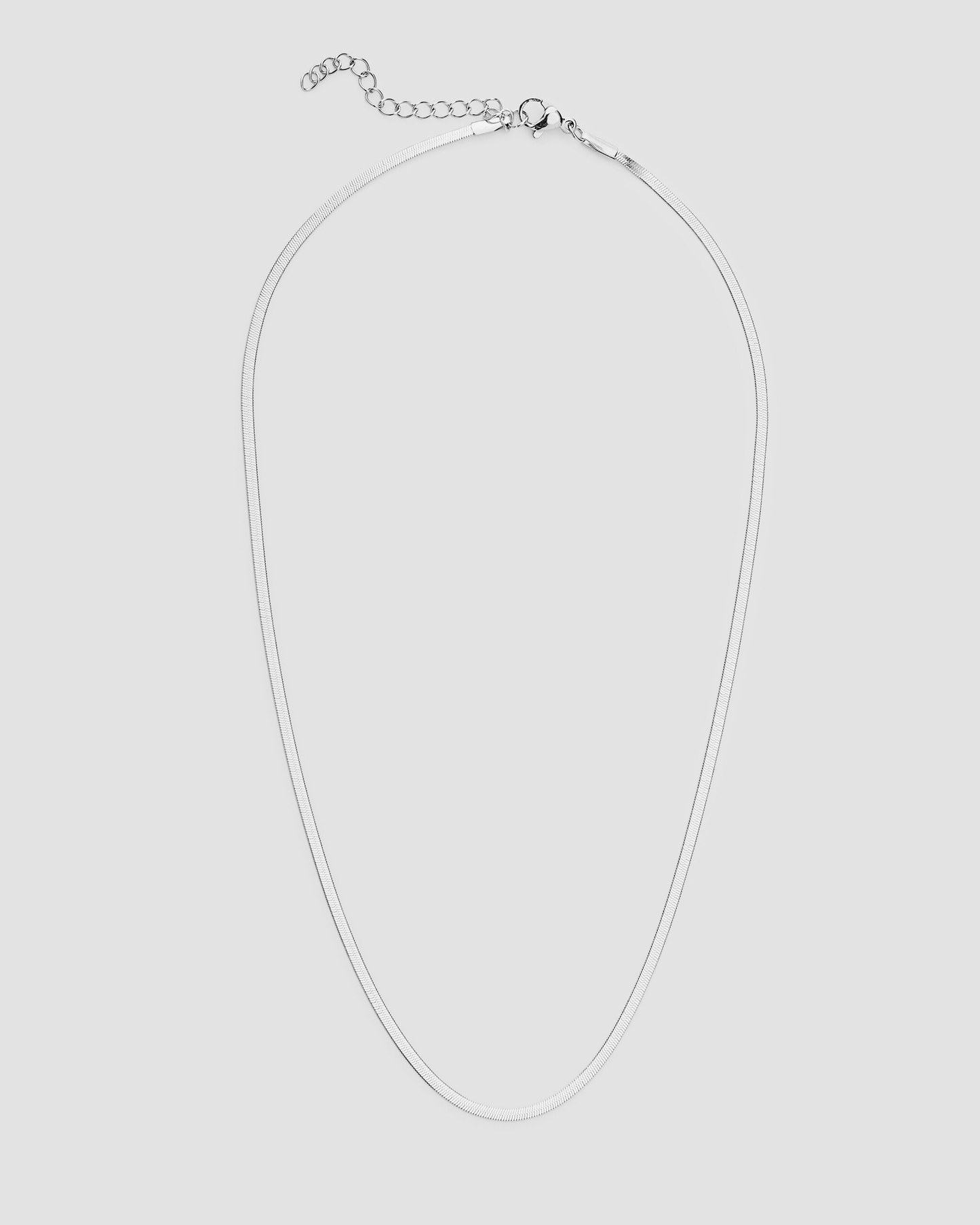 Silver Thin Herringbone Chain Necklace - OUZELJewellery