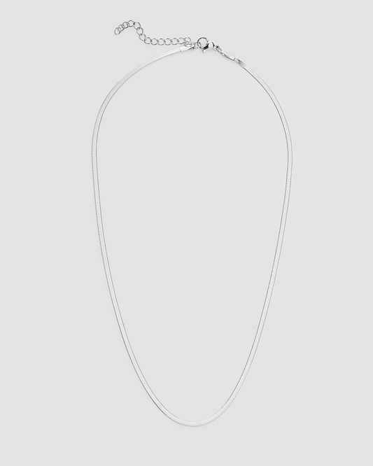 Silver Thin Herringbone Chain Necklace - OUZELJewellery