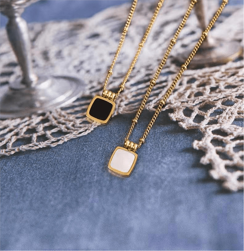 Gold square 2024 locket necklace