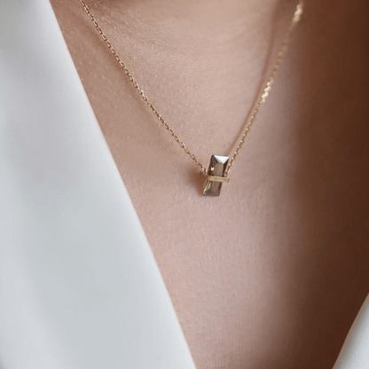 Tiny Crystal Bar Pendant Necklace - OUZELJewellery