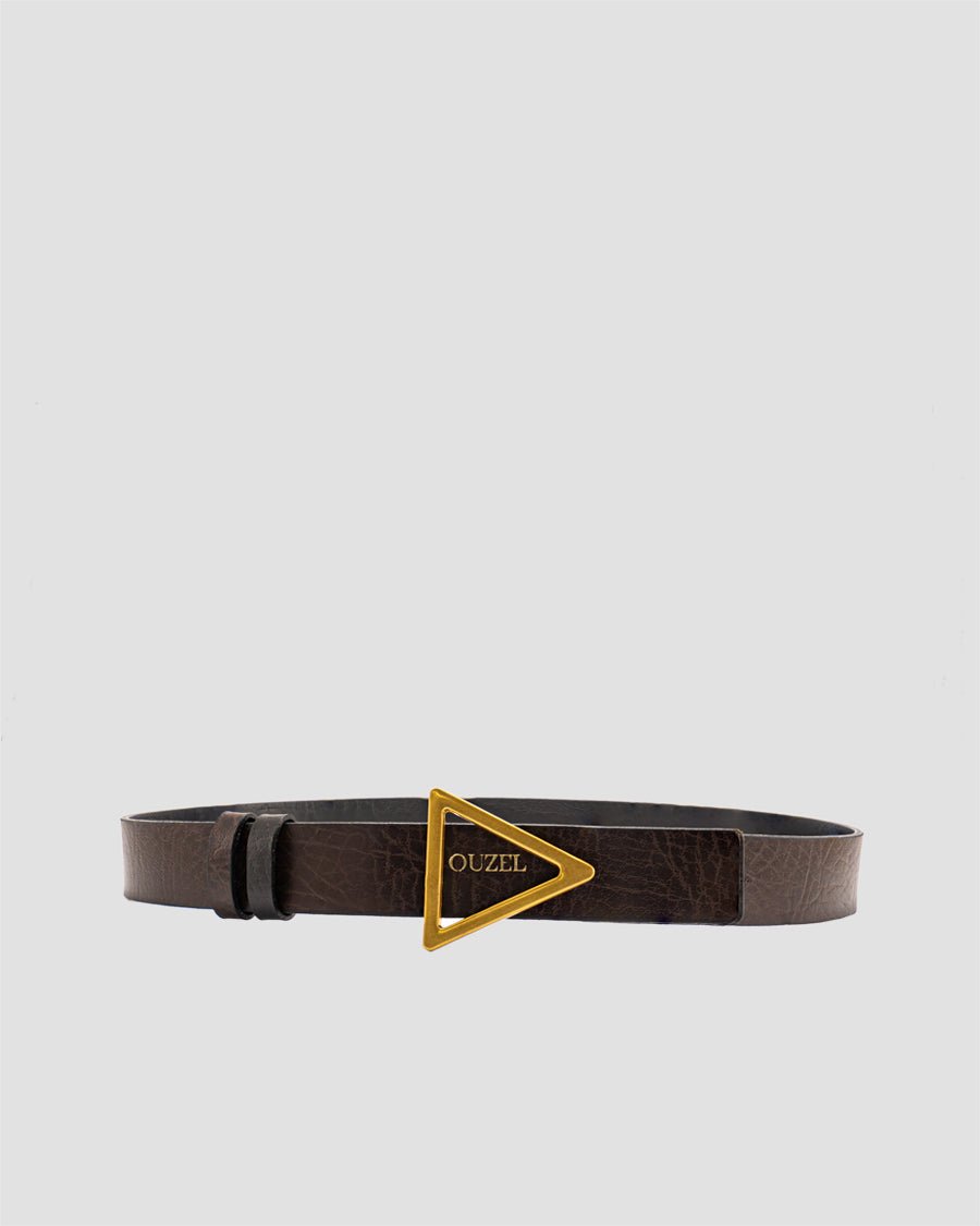 TROIS Triangle Buckle Reversible Leather belt - OUZELLeather Belts