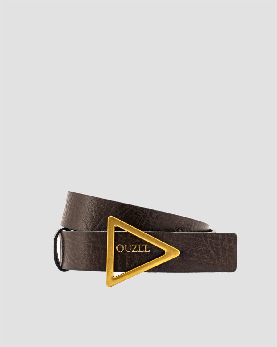 TROIS Triangle Buckle Reversible Leather belt - OUZELLeather Belts