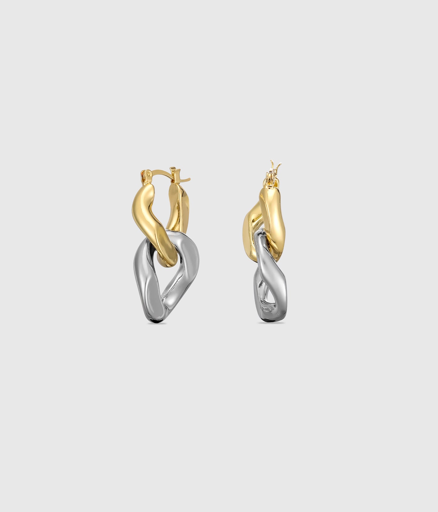 Two-Tone Chain Link Drop Earrings - OUZELJewellery