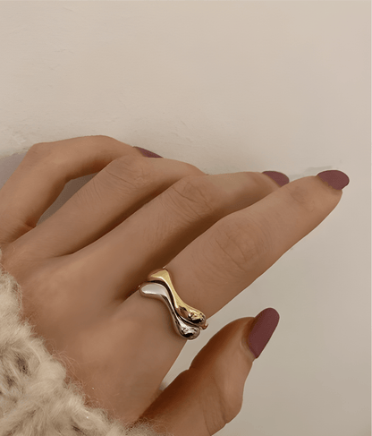 Two-Tone Curve Stacking Ring - OUZELJewellery