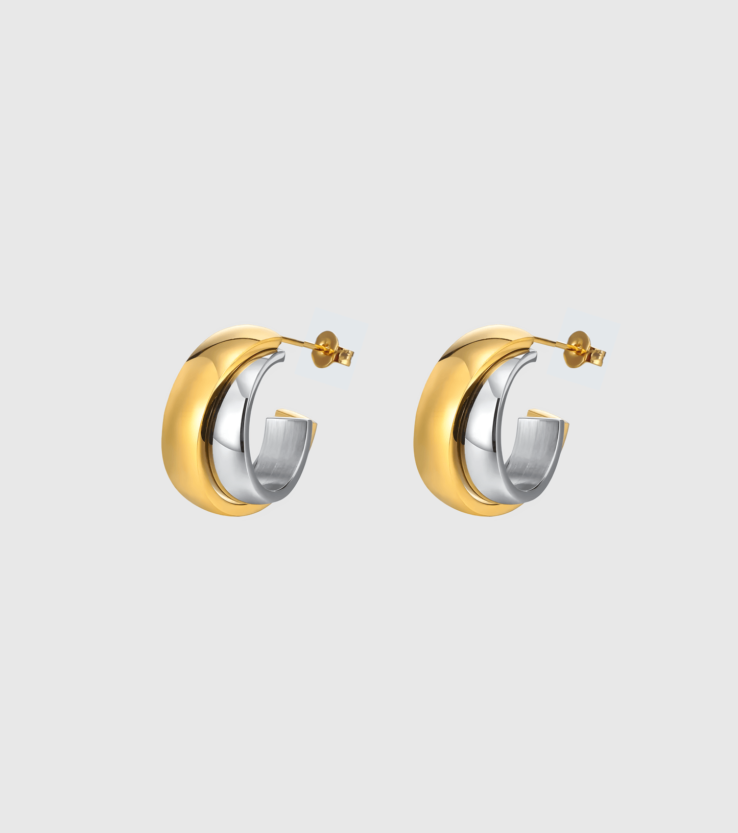 Two-Tone Double Hoop Earrings - OUZELJewellery