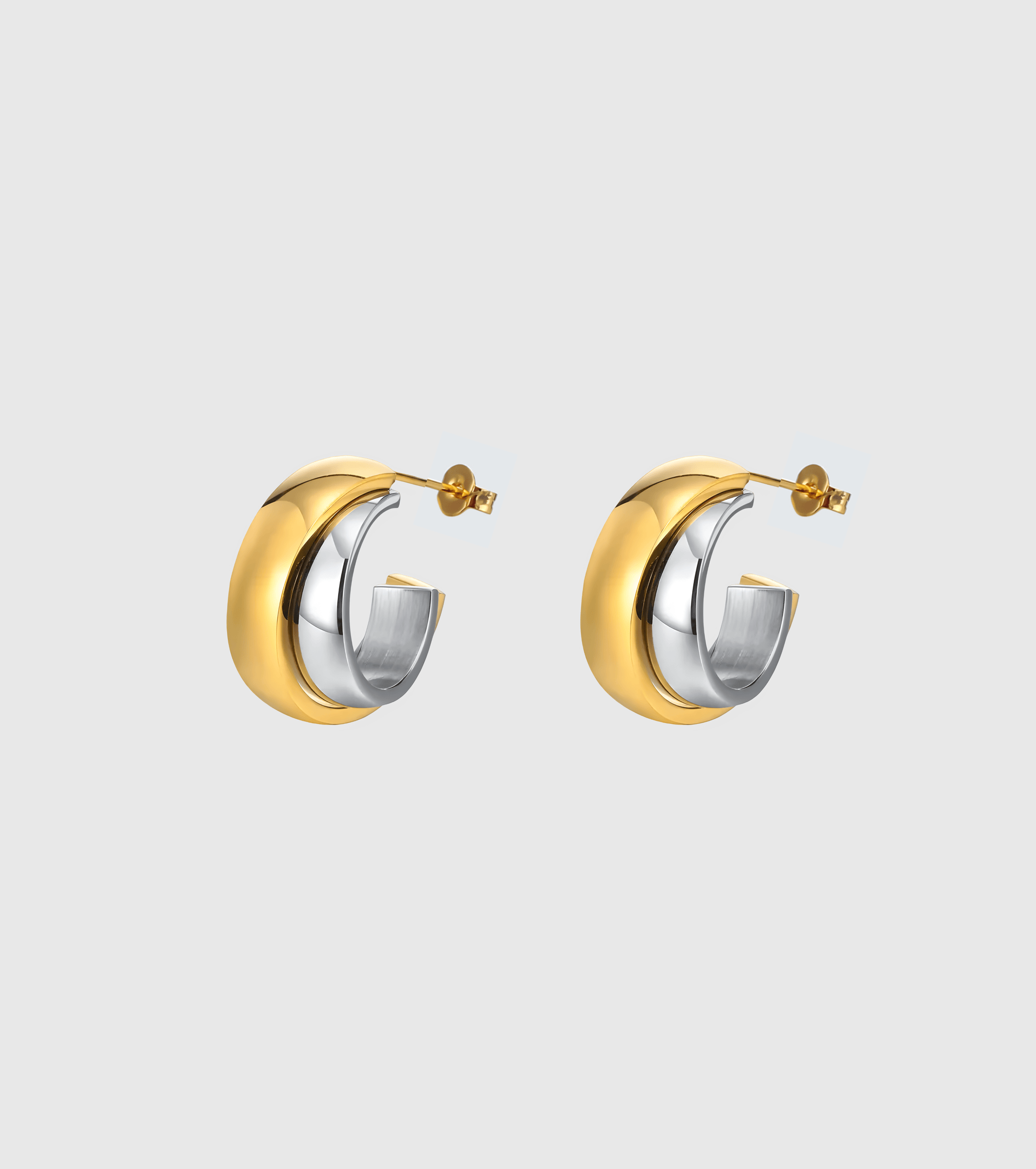 Two-Tone Double Hoop Earrings - OUZELJewellery