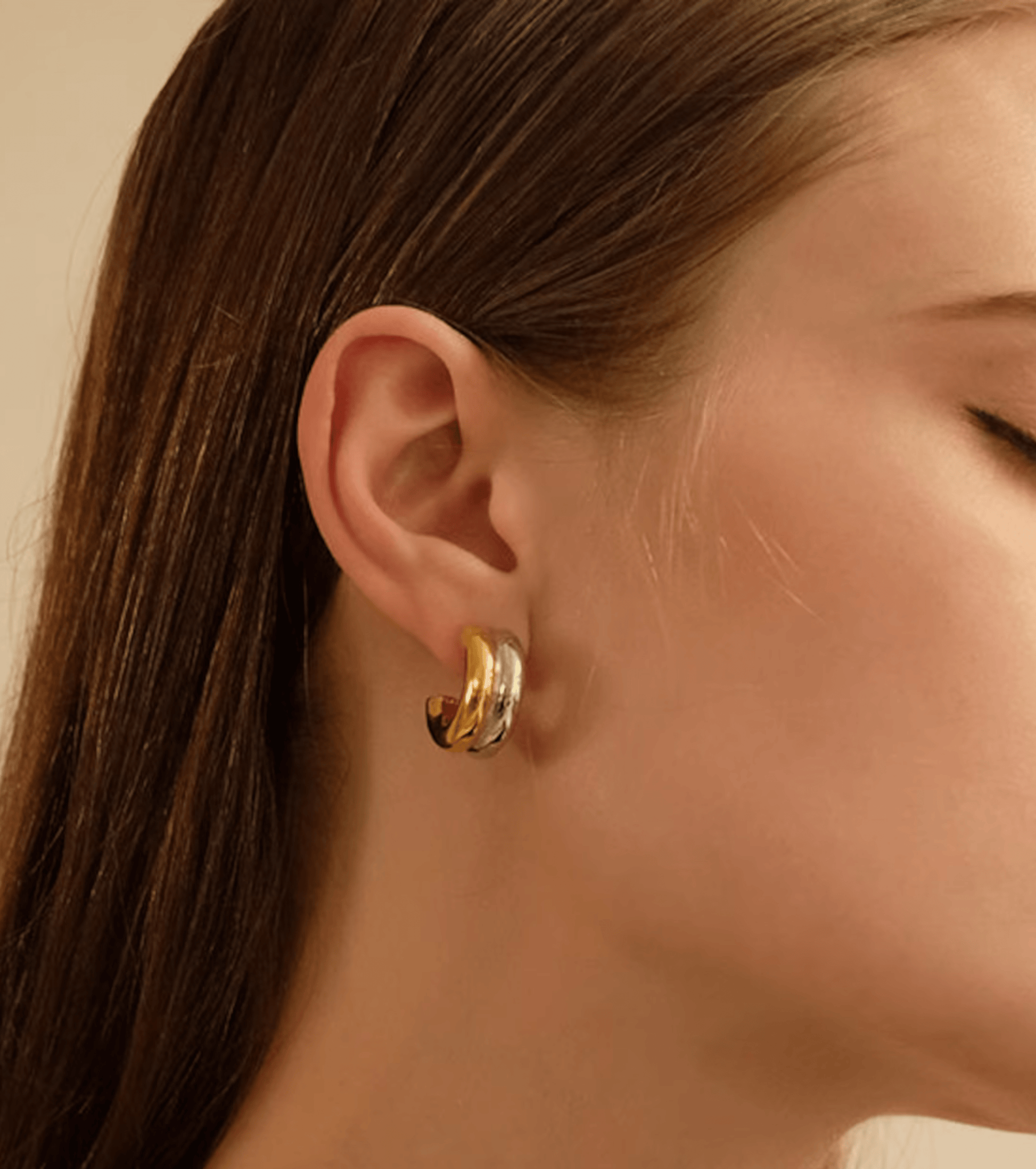 Two-Tone Double Tube Hoop Earrings - OUZELJewellery