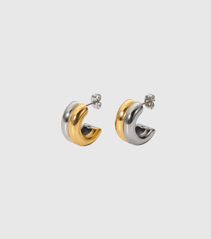 Two-Tone Double Tube Hoop Earrings - OUZELJewellery