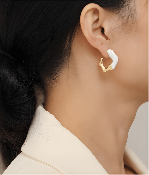 Two-Tone Half-Hoop Earrings - OUZELJewellery