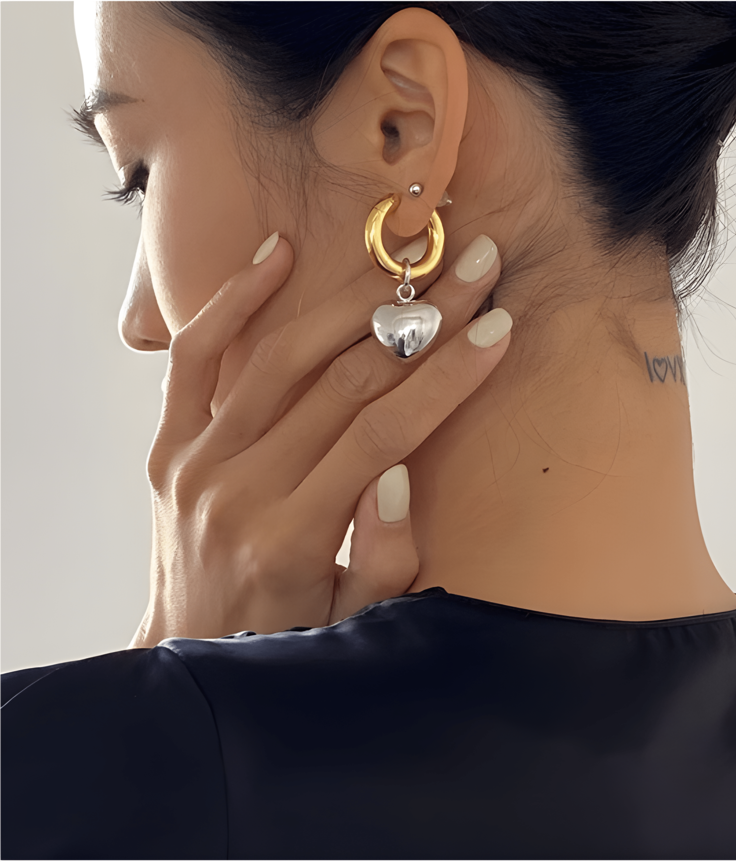 Open Heart Charm Large Hoop Earrings one inch Sterling Silver –  dannynewfeldjewelry