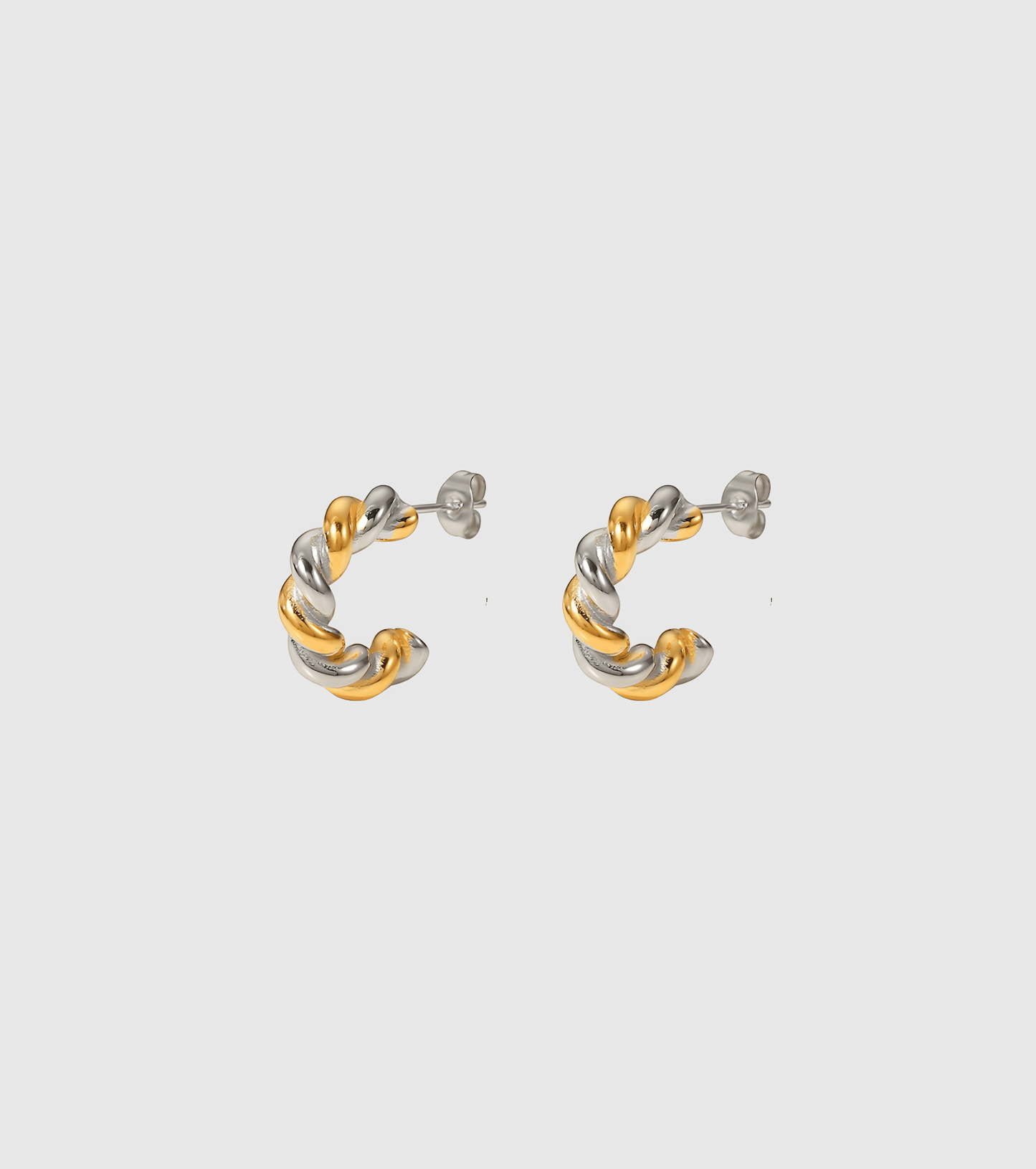 Two-Tone Twisted Hoop Earrings - OUZELJewellery