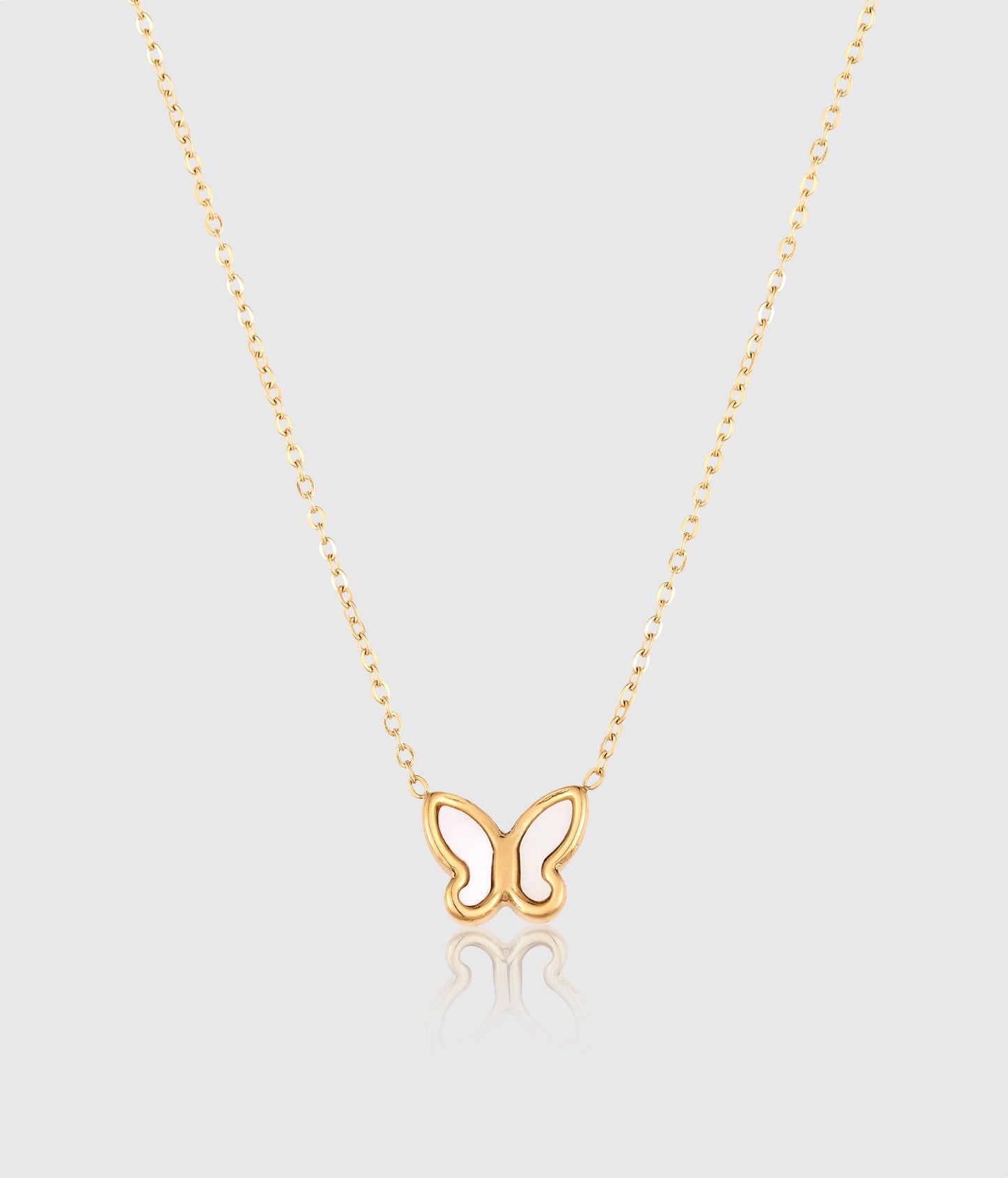 White Shell Butterfly Pendant Necklace - OUZELJewellery